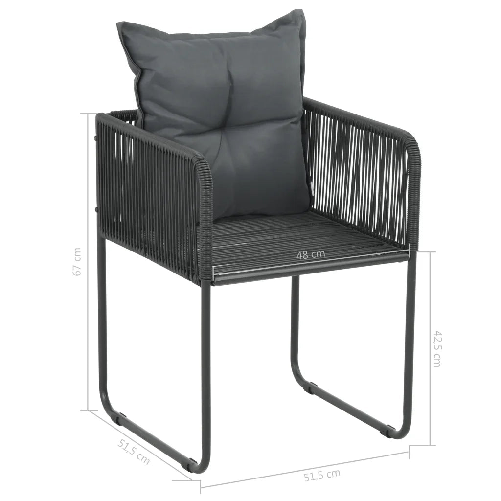 Set da Pranzo da Giardino 5 pz in Rattan PVC Nero e Marrone 3060108