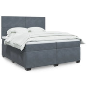 Giroletto a Molle con Materasso Grigio Scuro 200x200 cm Velluto