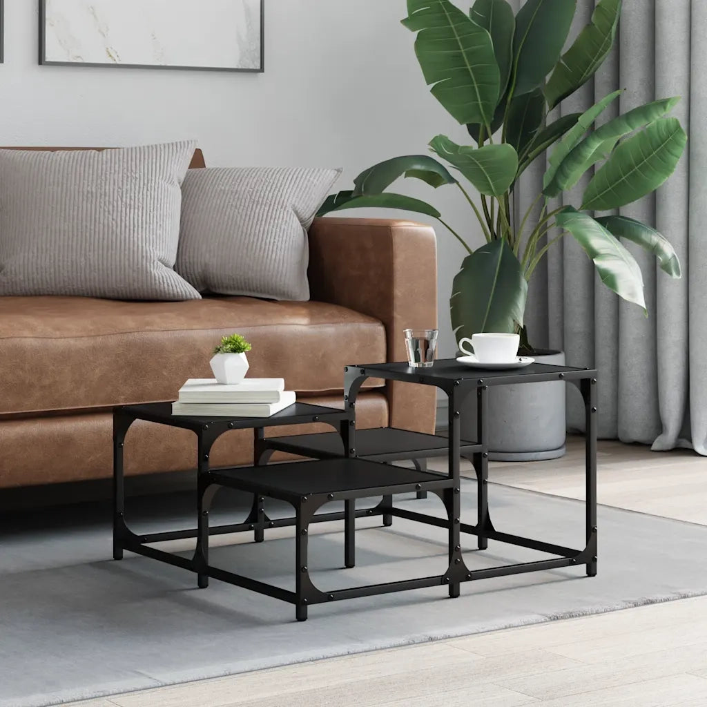 Tavolino da salotto | Tavolino da caff¨¨ | Tavolino da Soggiorno Nero 68x68x40 cm in Legno Multistrato