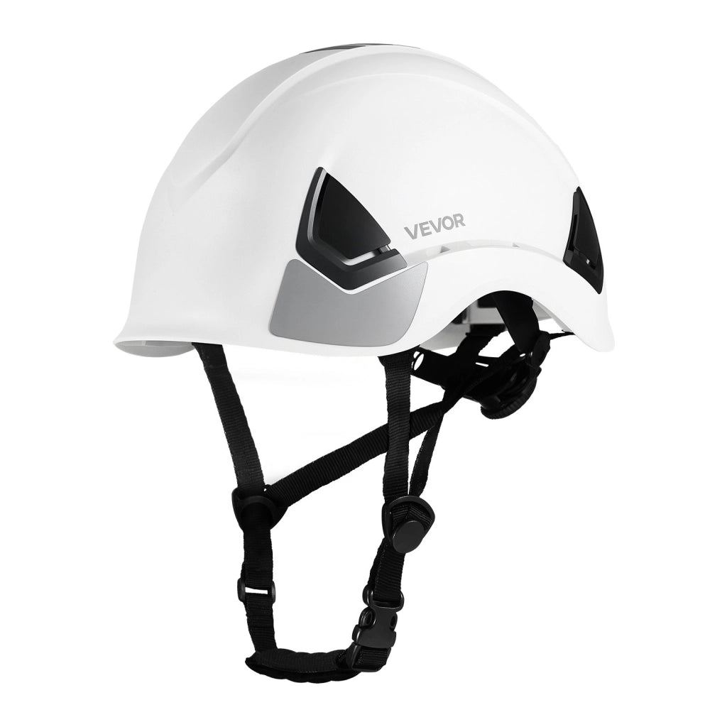 Casco di Sicurezza da Lavoro in ABS Bianco Regolabile 53-64 cm con Sospensione a 6 Punti per Cantiere Edilizia Officina