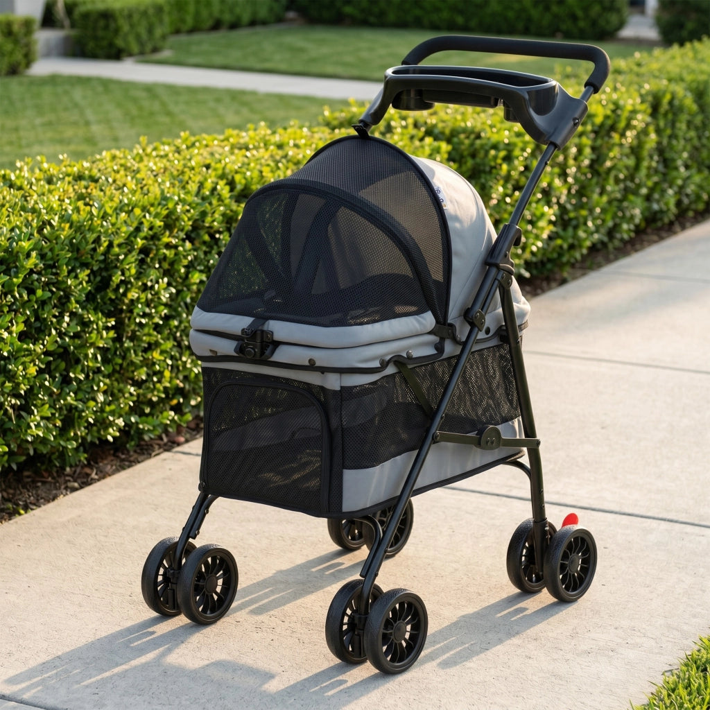 Carrello Trasporto Cane Pieghevole ¨C Zephmum ¨C Grigio 73x50x96cm