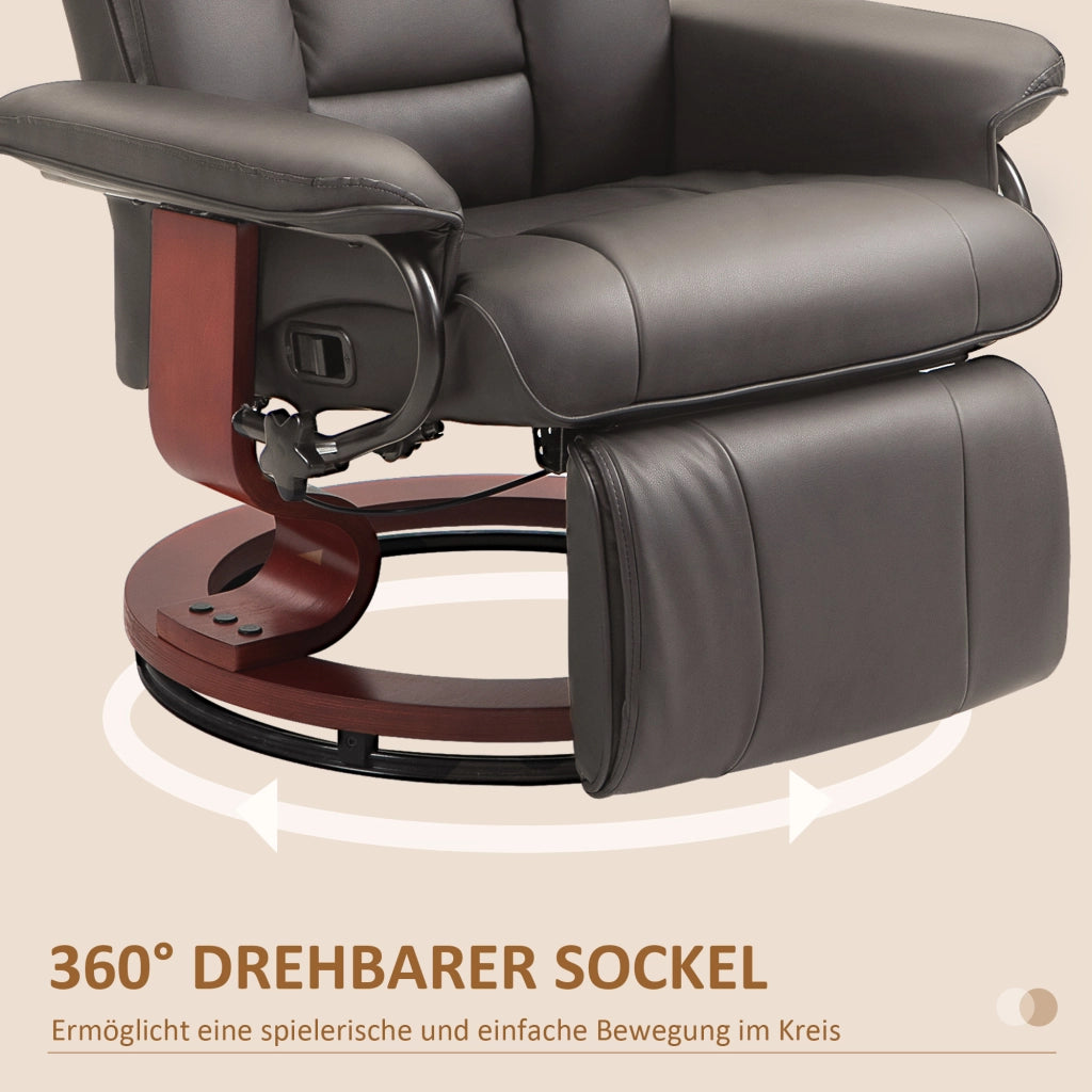 Poltrona relax girevole reclinabile ¨C zephmum ¨C similpelle marrone