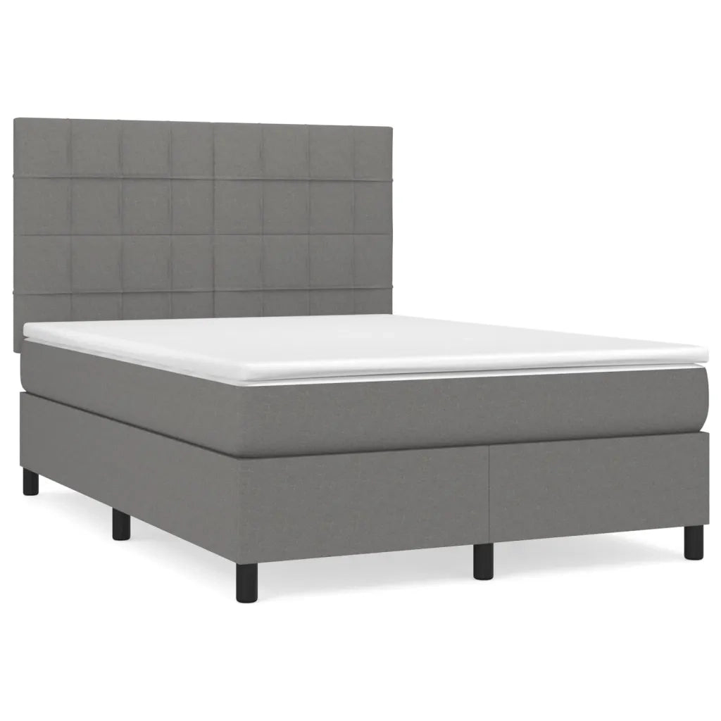Giroletto a Molle con Materasso Grigio Scuro 140x190 cm Tessuto 3141770