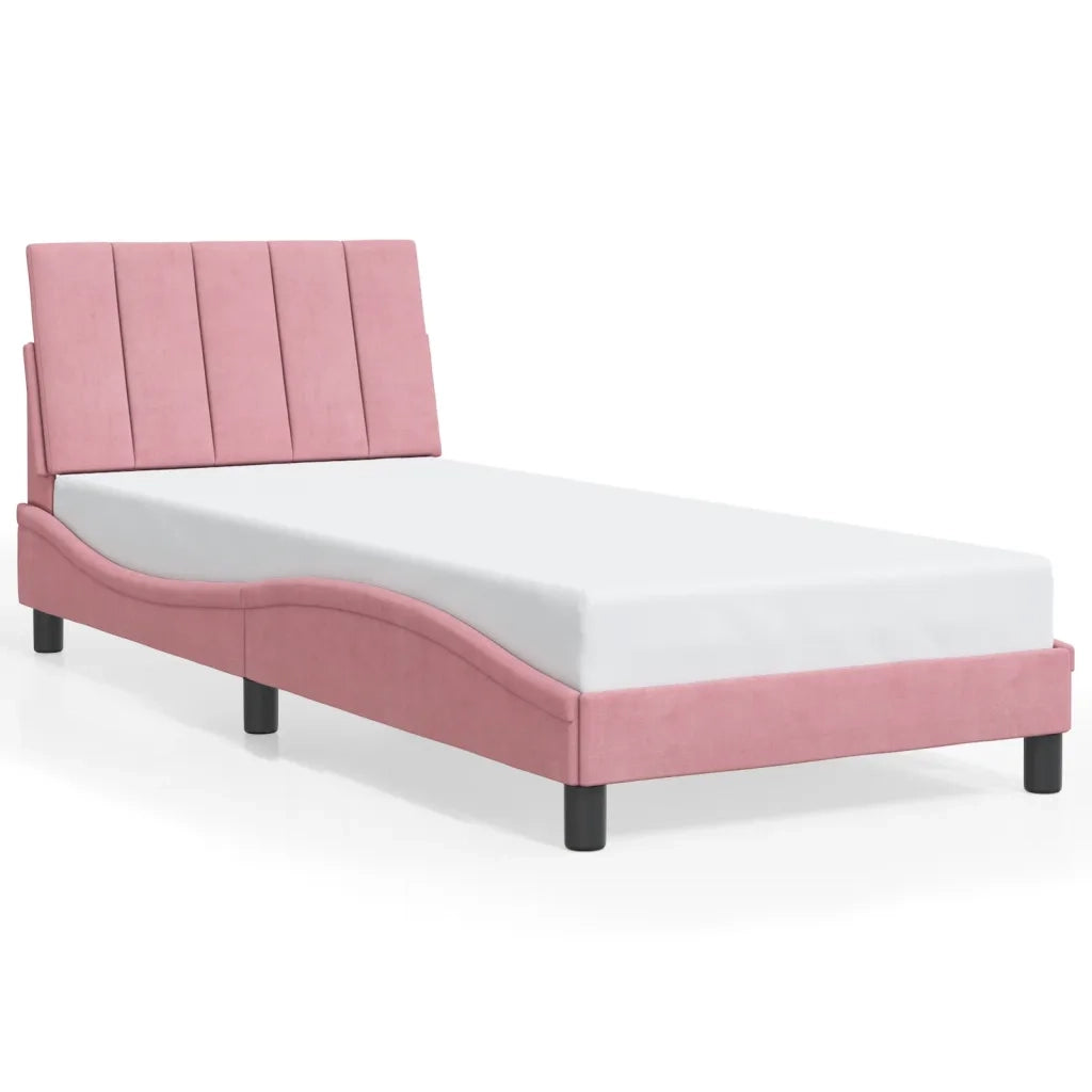 Giroletto con LED senza Materasso-Struttura Letto Hanko Rosa 80x200 cm in Velluto
