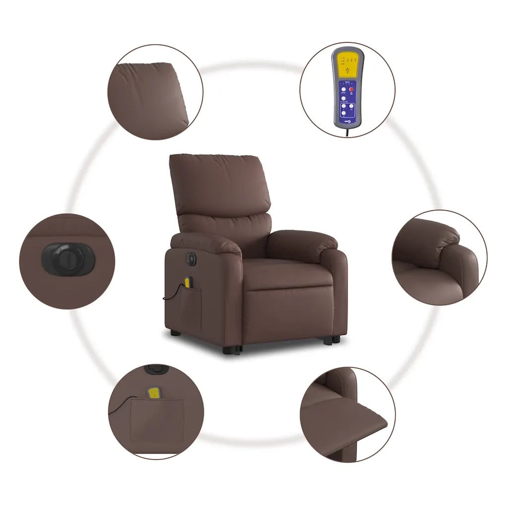 Poltrona Alzapersona Elettrica Reclinabile Marrone Similpelle 3204909