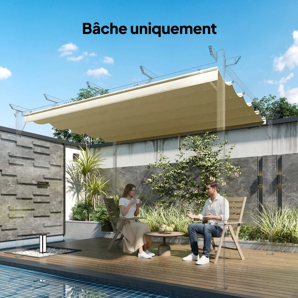 Telo per Pergola Retrattile 4x3m ¨C zephmum ¨C Beige 350x260cm