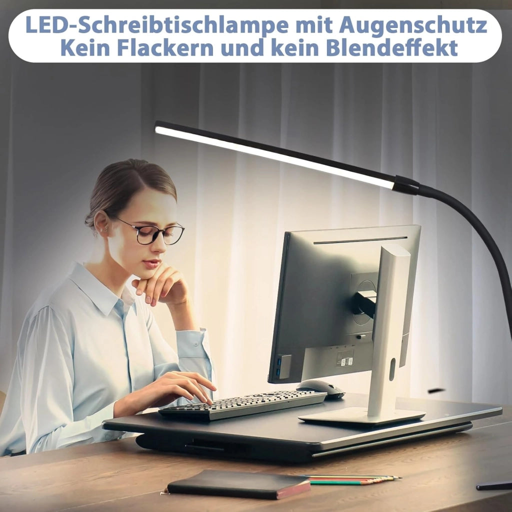 ZMH Lampada da tavolo LED nera 5W USB luce diurna orientabile per ufficio