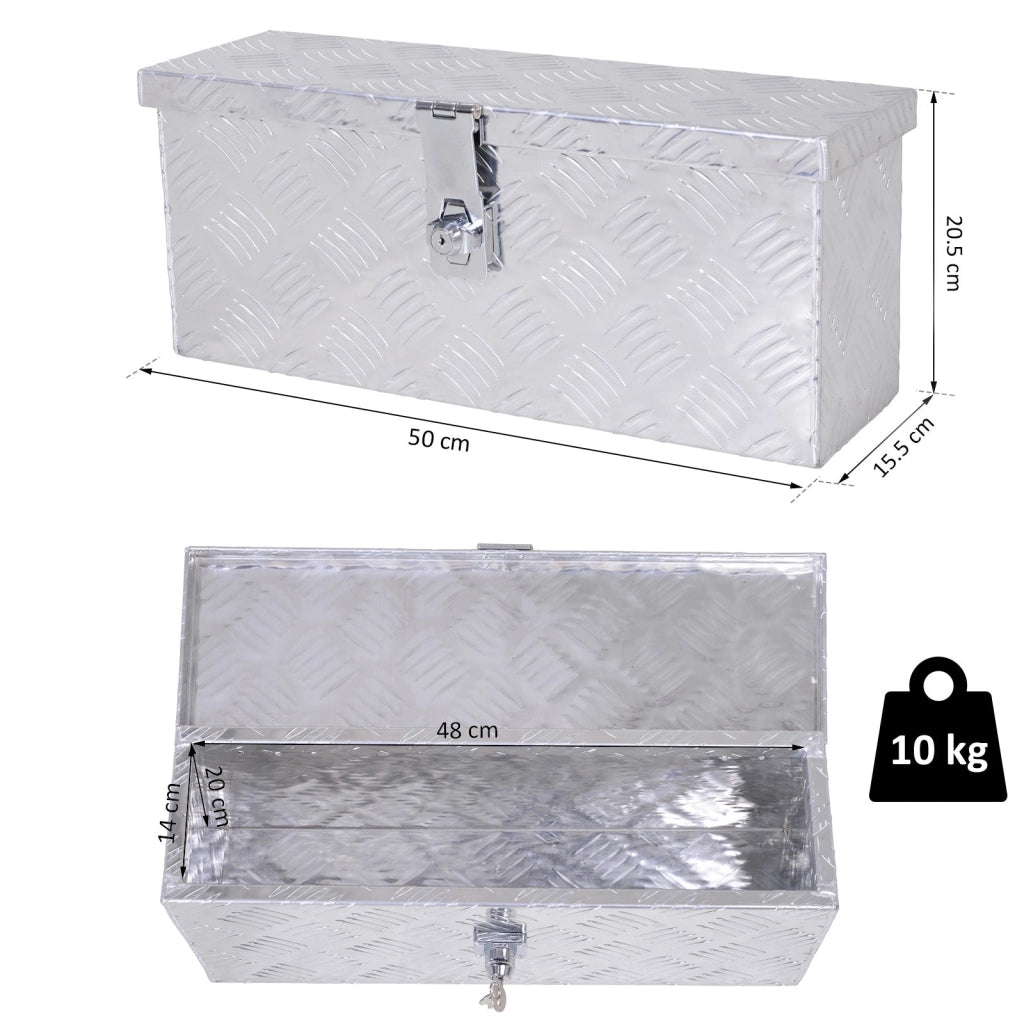 Cassetta Portautensili da 2 kg 50x15,5x20,5 cm con Chiusura a Chiave In Alluminio