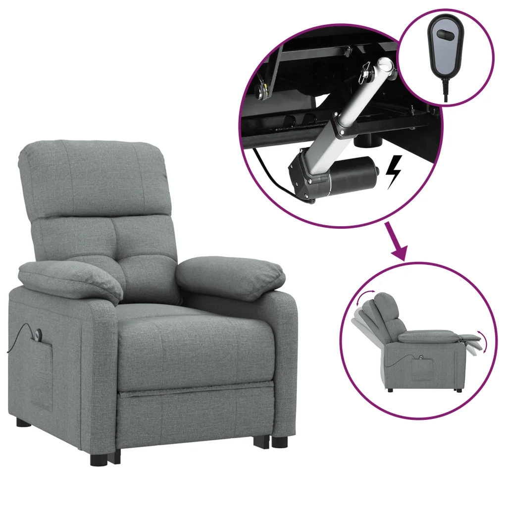 Poltrona | Sedia Relax Elettrica Reclinabile Grigio Scuro in Tessuto
