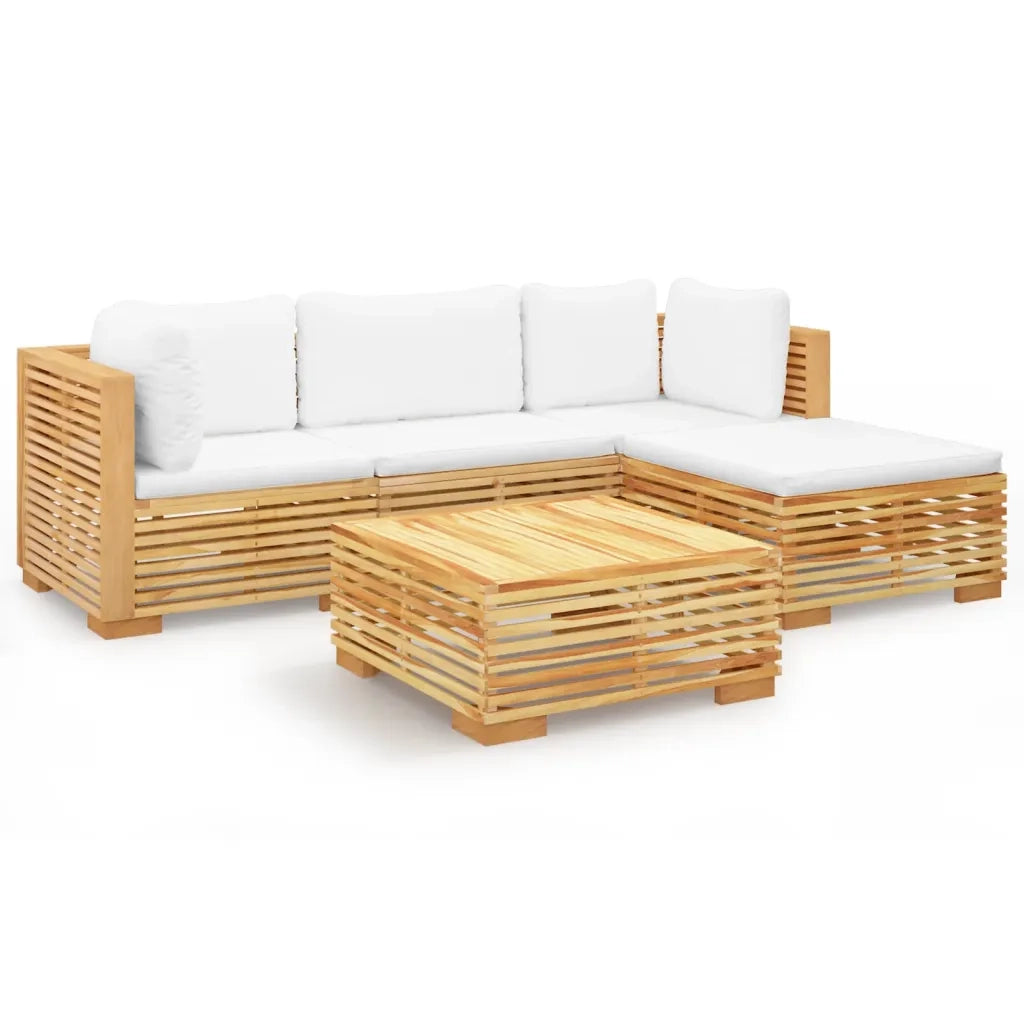 Set Divani da Giardino 5 pz con Cuscini Legno Massello di Teak 3100913
