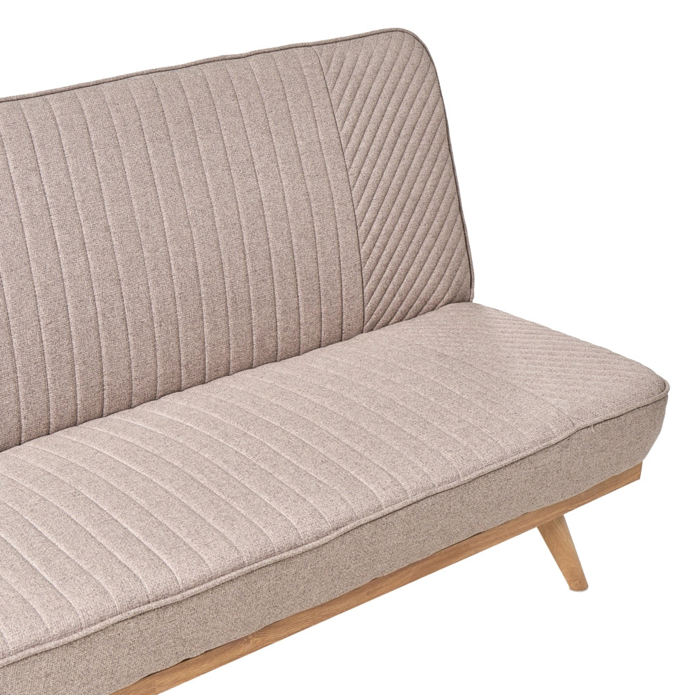 Divano letto Marrone Chiaro Rivestimento in tessuto Gambe in metallo 2 posti Seduta con schienale imbottito Design moderno Senza braccioli