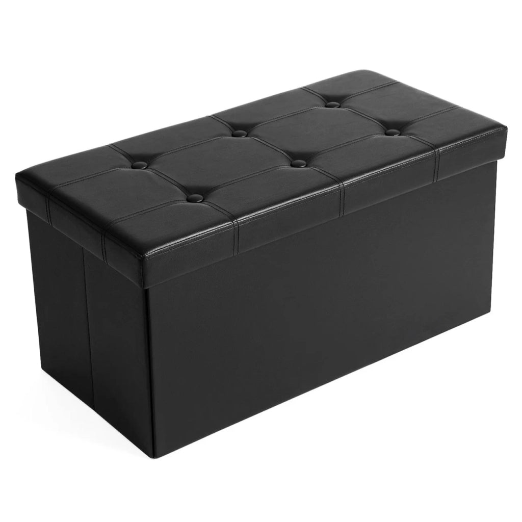 Pouf contenitore sgabello pieghevole salvaspazio portata massima 300 kg nero 76 x 38 x 38 cm 12_0003101