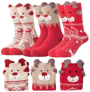 Sokke invernali a tre paia - Calze di cotone - Calze multicolore - Motivo natalizio - Calze termiche comode
