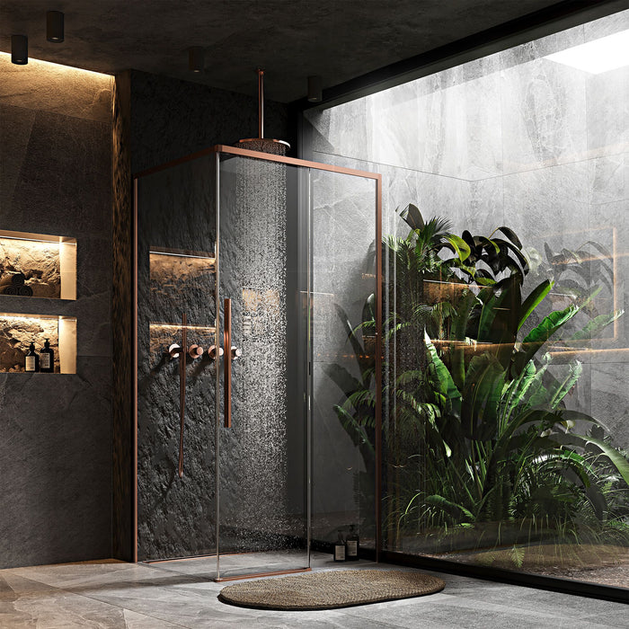 Cabina Doccia Solar Copper Brush 100x80 con piatto doccia Savoy