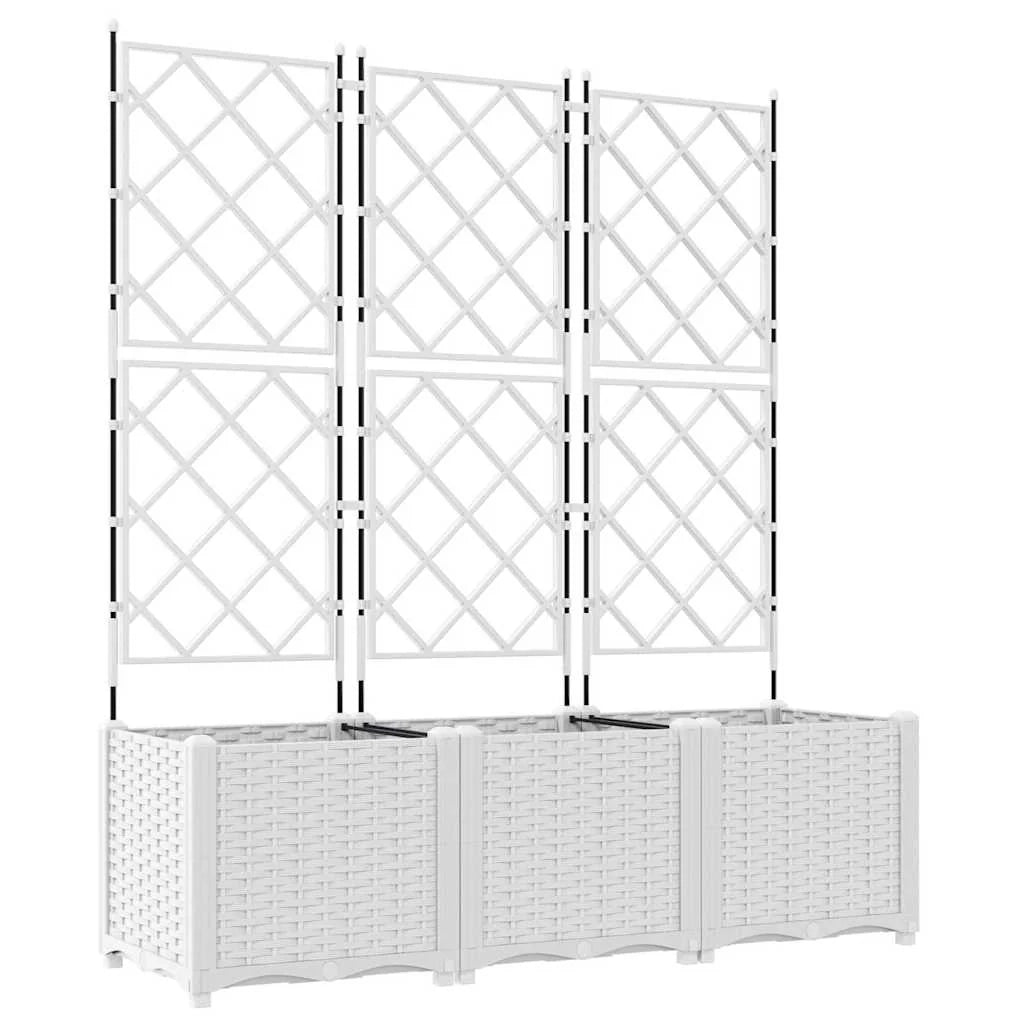 Set di 3 fioriere da giardino moderne da esterno 120 x 40 x 143 cm in acciaio bianco 02_0058604