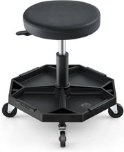 Sgabello rotelle, seduta ergonomica regolabile in altezza 41-55 cm, sgabello con vassoio magnetico rimovibile per riporre attrezzi, carico massimo 150 kg, per officina, garage (nero)