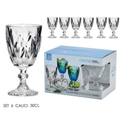 Trade Shop - Set 6 Calici Crystal 30 Cl In Vetro Trasparente Elegante Per Bibite Vino Acqua -
