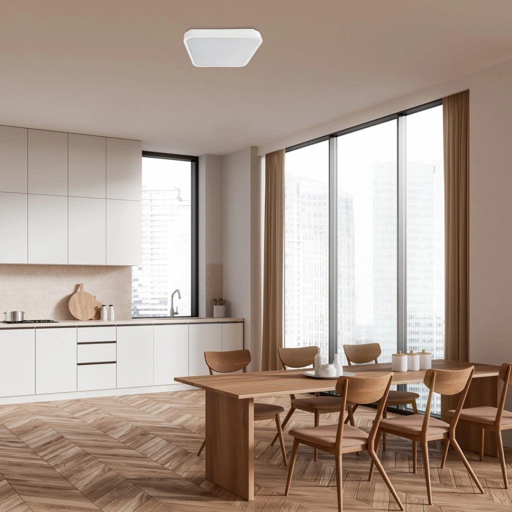 Plafoniera LED quadrata bianca 29cm IP44 24W Alenzo