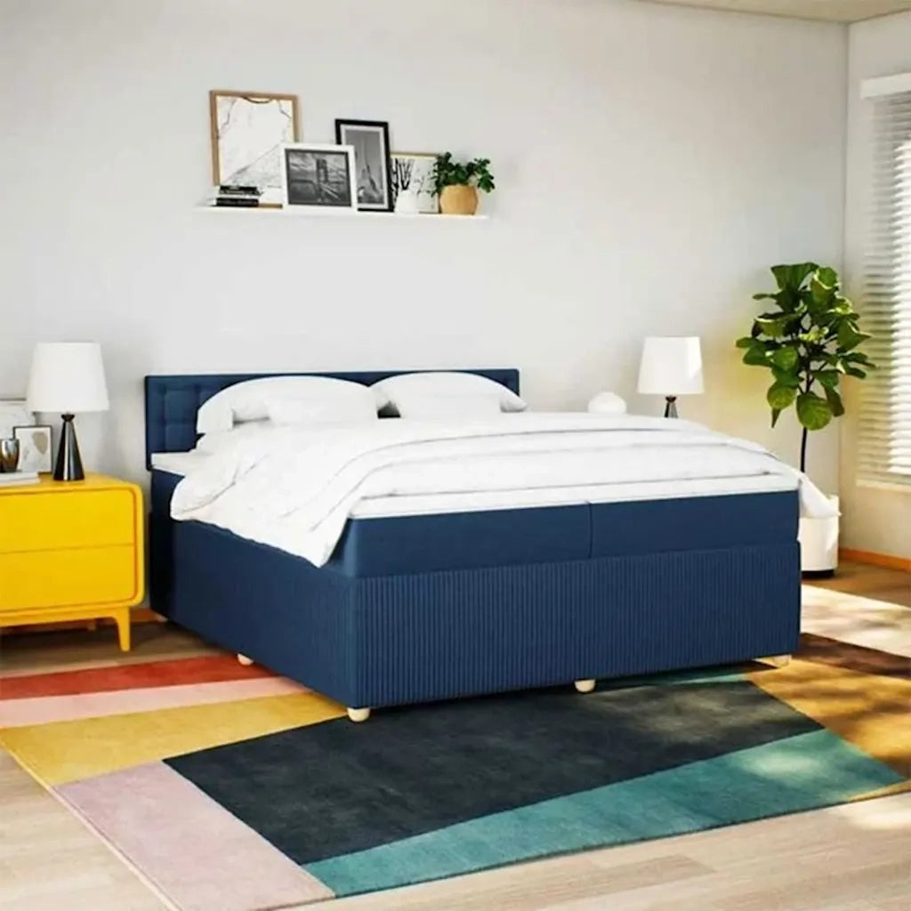 Giroletto a Molle con Materasso Blu 200x200 cm in Tessuto 3289883