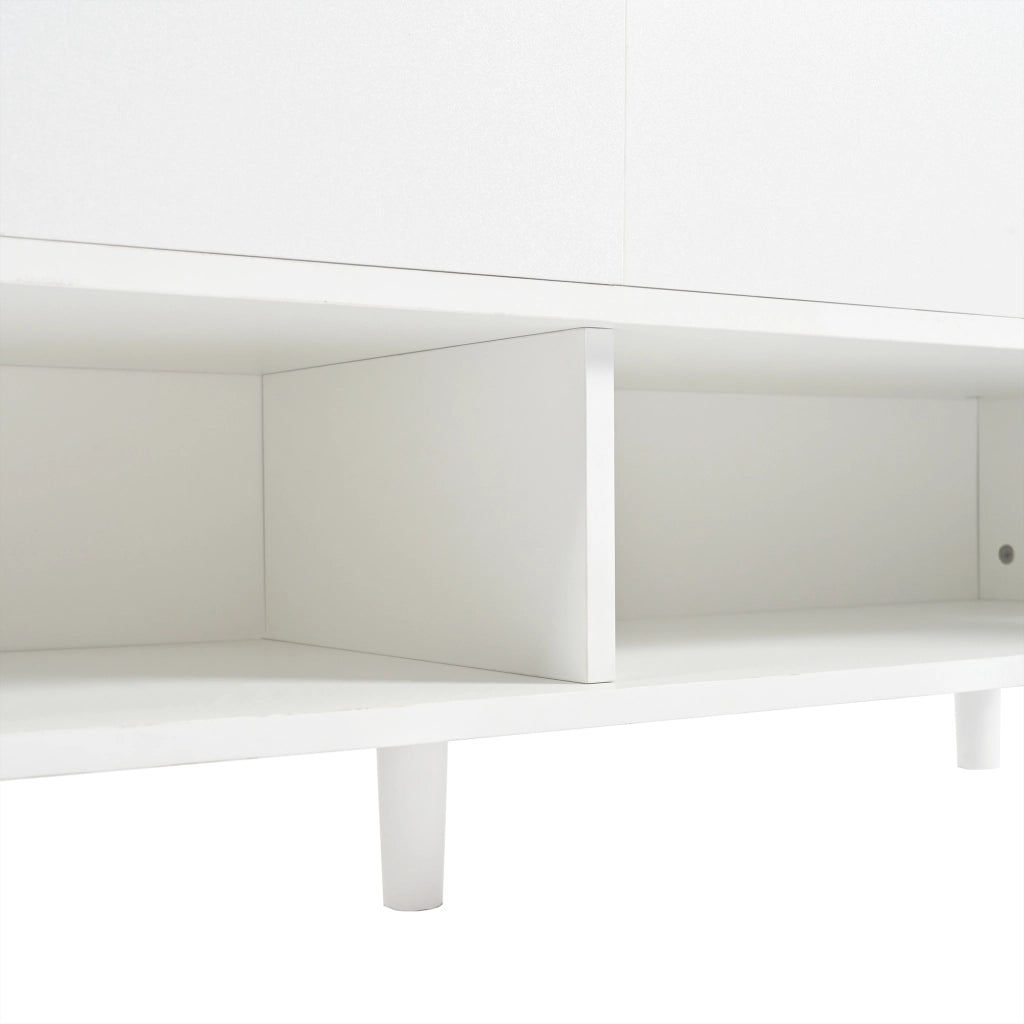Credenza moderna bianca con 4 ante e 1 cassetto, ripiano regolabile, 120x35x99 cm