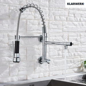 Björn |Gastronomia rubinetto acqua fredda monoforo a parete cromo|rubinetto cucina professionale acciaio inox due docce|lavello doppio ristorante