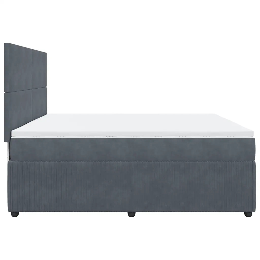 Giroletto a Molle con Materasso Grigio Scuro 200x200 cm Velluto