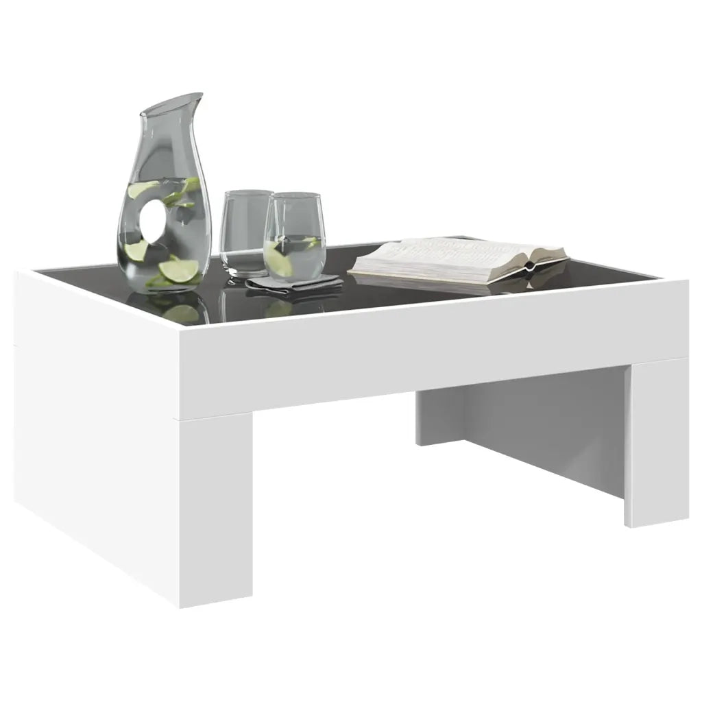 Tavolino da Salotto con LED Infinity Bianco 70x50x30 cm