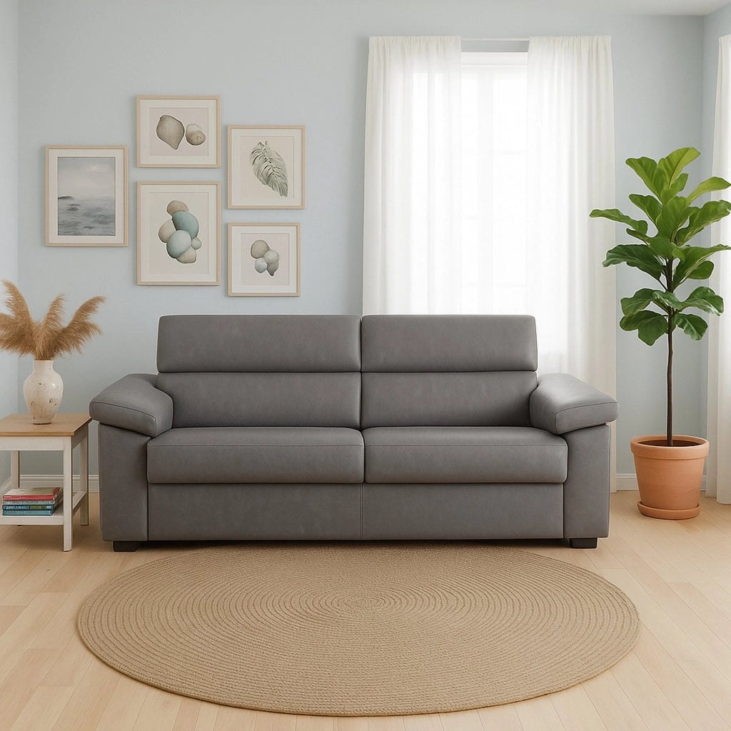Salorno, Divano Letto 2 Posti Sfoderabile Made in Italy, 185x95 cm Grigio