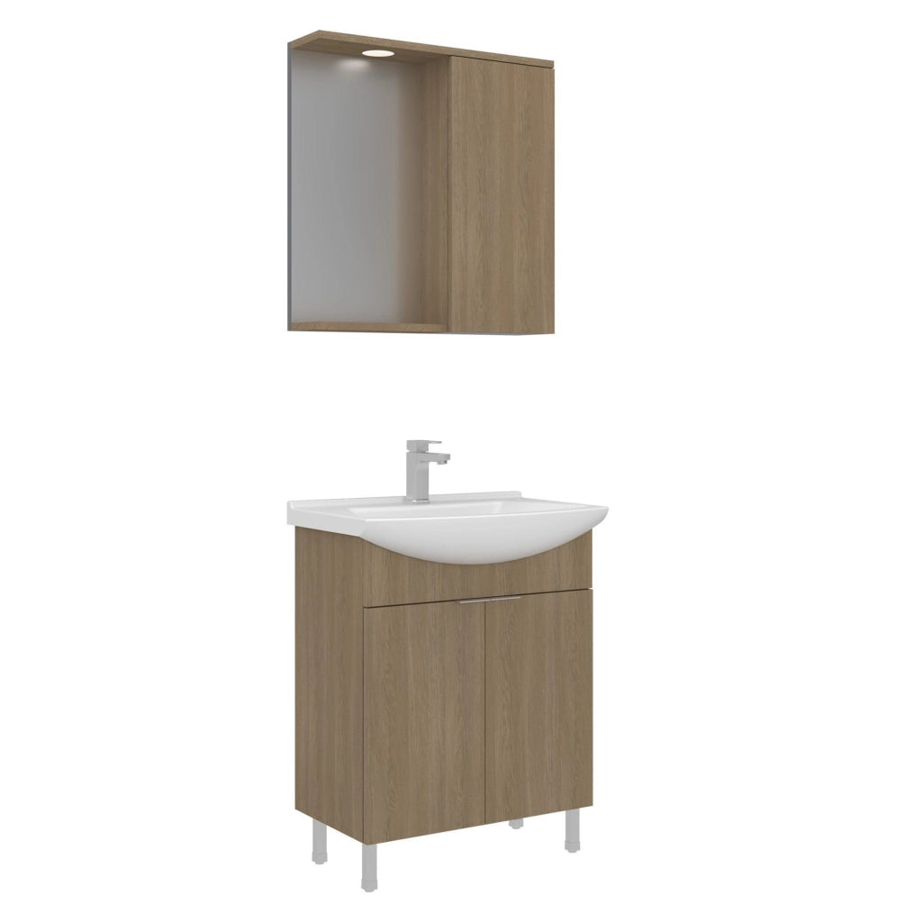 Set mobile lavabo con specchio (2 pezzi) "Purus 65" - 65 x 50 x 83 cm - Rovere