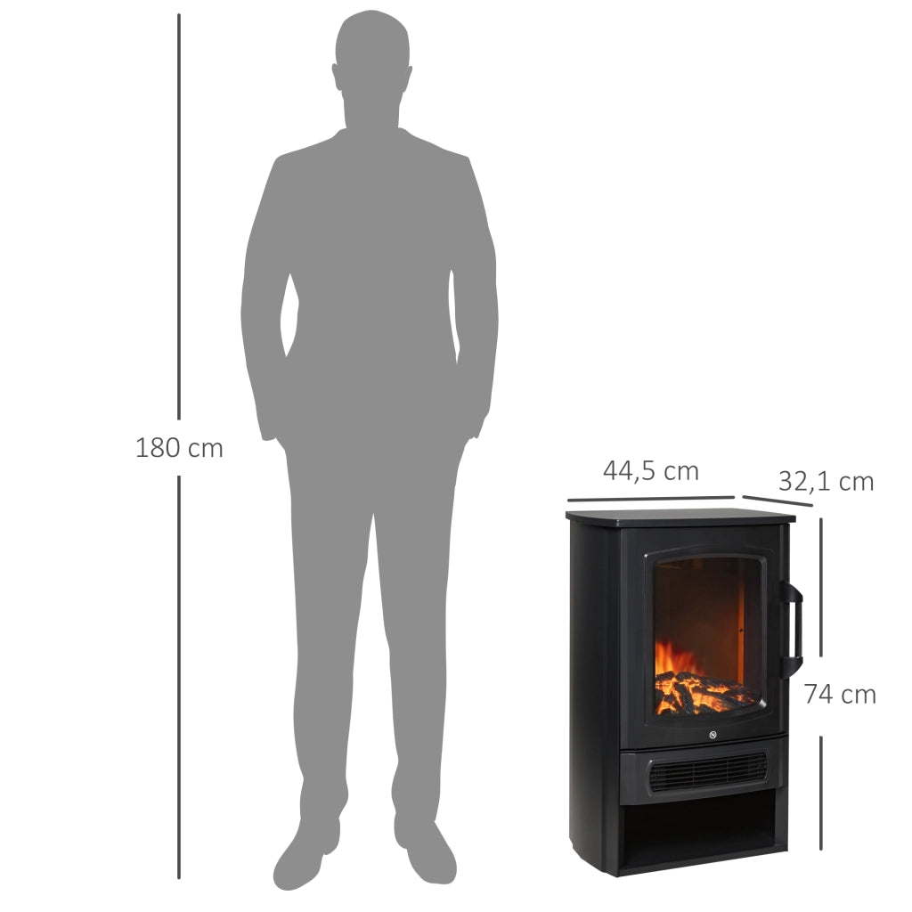 CAMINO ELETTRICO freestanding 44,5x32,1x74 cm nero vetro e metallo
