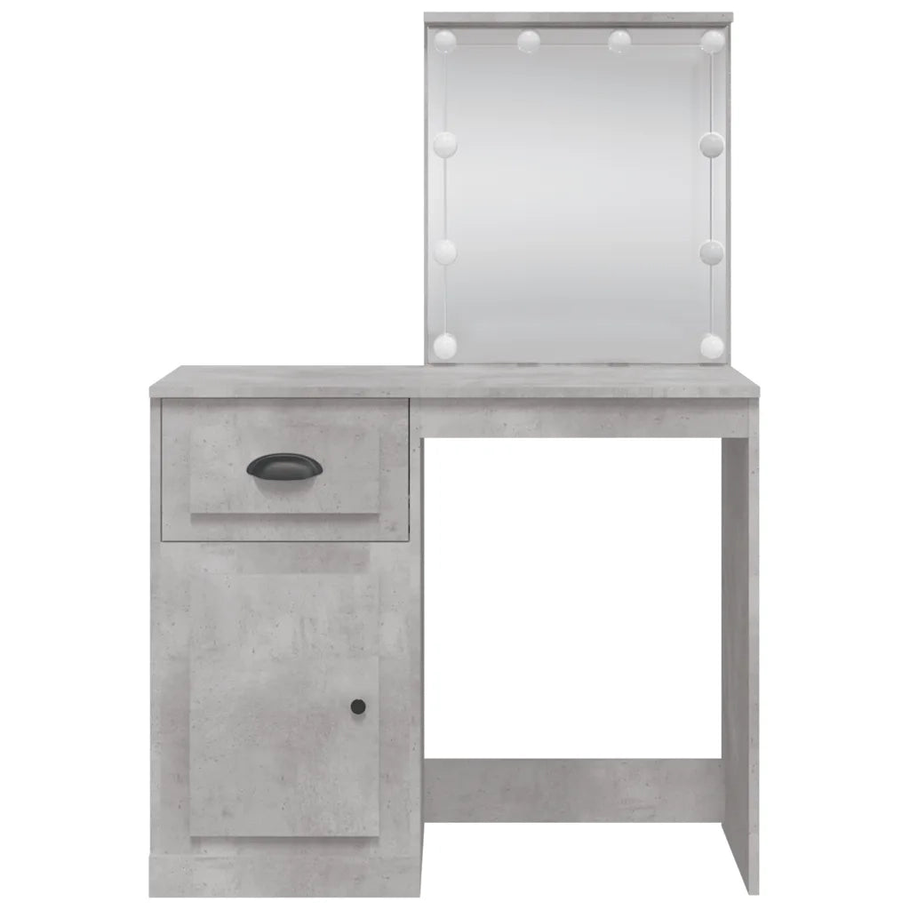 Toeletta | Tavolo da Trucco con Luci LED Grigio Cemento 90x42x132,5 cm