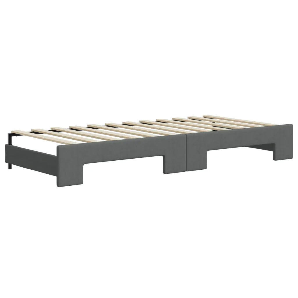 Divano Letto Estraibile Cassetti Grigio Scuro 100x200cm Tessuto 3196876