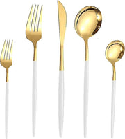 Set di Cucina 30 pezzi - Forchetta e Cucchiaio in Acciaio Inossidabile per 6 Persone - Set di Cucina con Specchio Lucido - Coltello, Forchetta, Cucchiaio - Ideale per Eventi, Ristoranti, Bistrot, Feste - Resistenti al Lavastoviglie