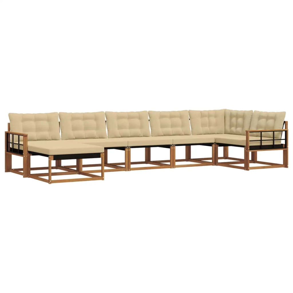 Set di divani da esterno con cuscino 7 pcs Naturale e Beige