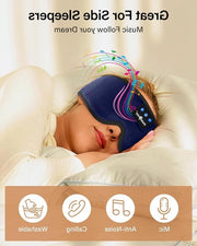 Occhiali da sonno con cuffia auricolare Bluetooth - Maschera da sonno morbida con 100% oscuramento - Altoparlanti sottili - 16 ore di riproduzione - Sonno confortevole - Adatto a entrambi i sessi .