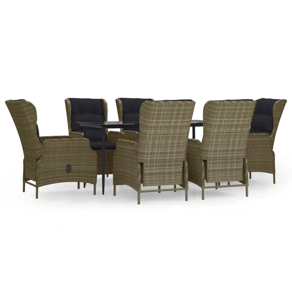 Set da Pranzo da Giardino 7 pz Marrone in Polyrattan 3156811