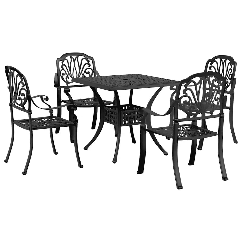 Set da Pranzo da Giardino 5 pz Nero in Alluminio Pressofuso 3216342