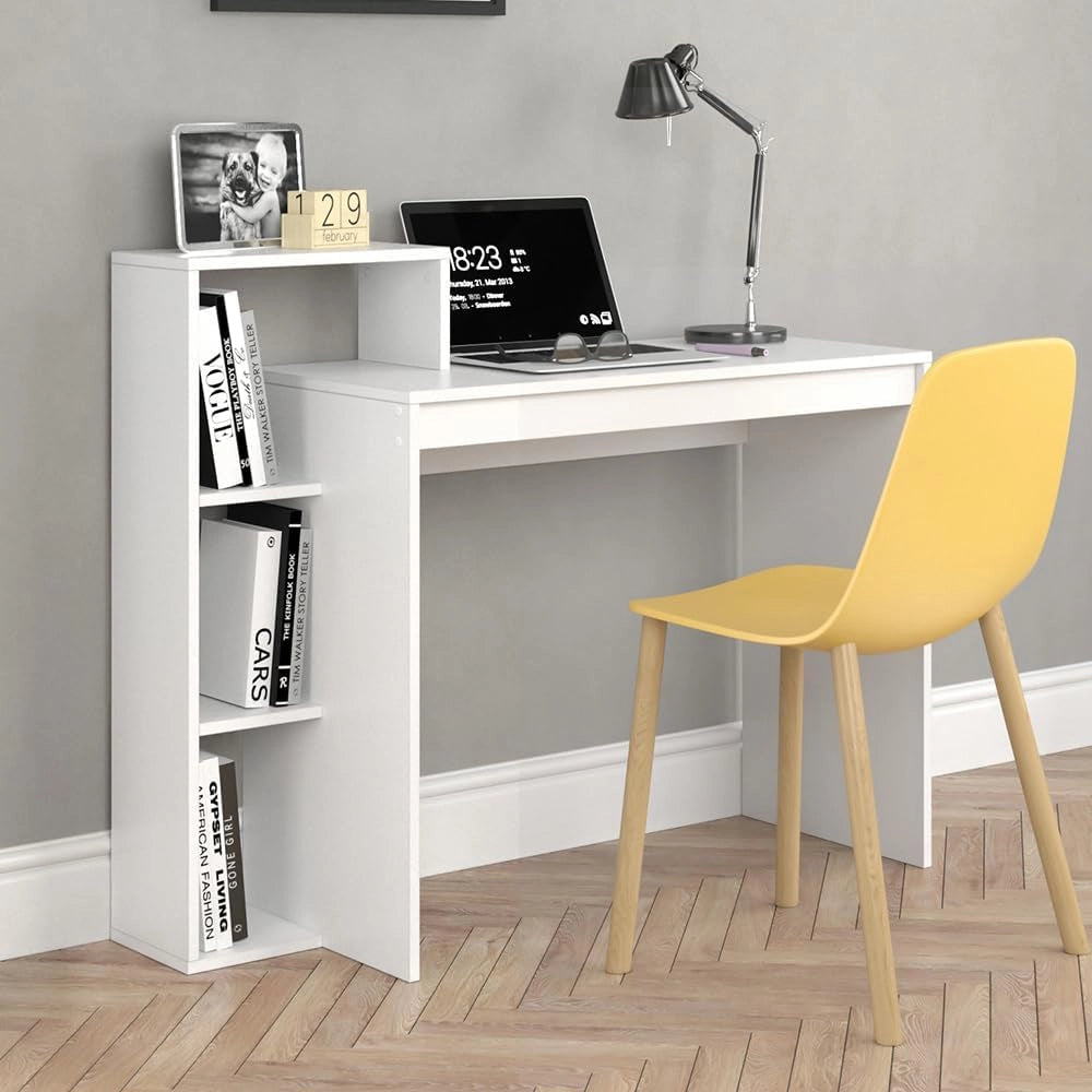 Scrivania con ripiani Leo, Bianco, 110 x 40 cm