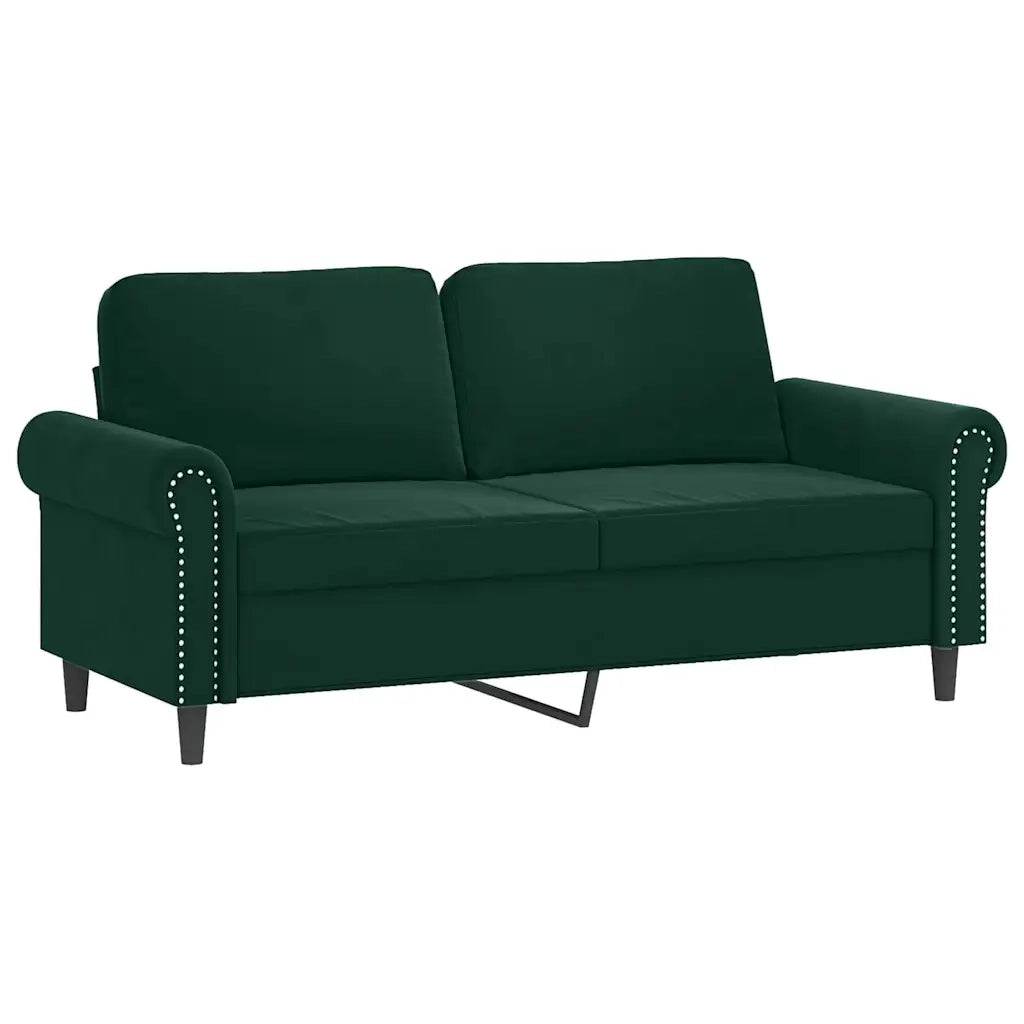 Set di Divani 2 pz con Cuscini Verde Scuro in Velluto