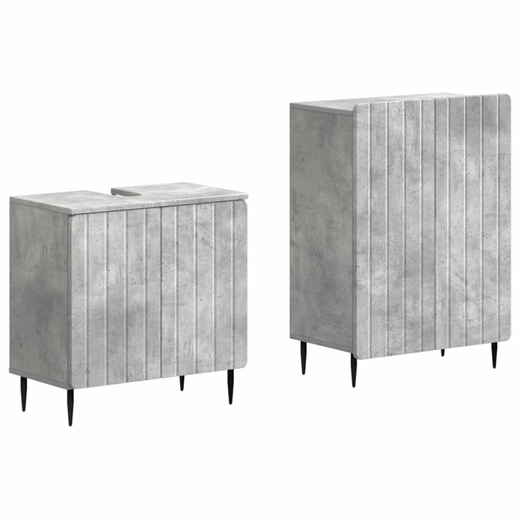 Set di Armadi da Bagno da 2 Pezzi ZWOLLE Grigio Cemento 3417597