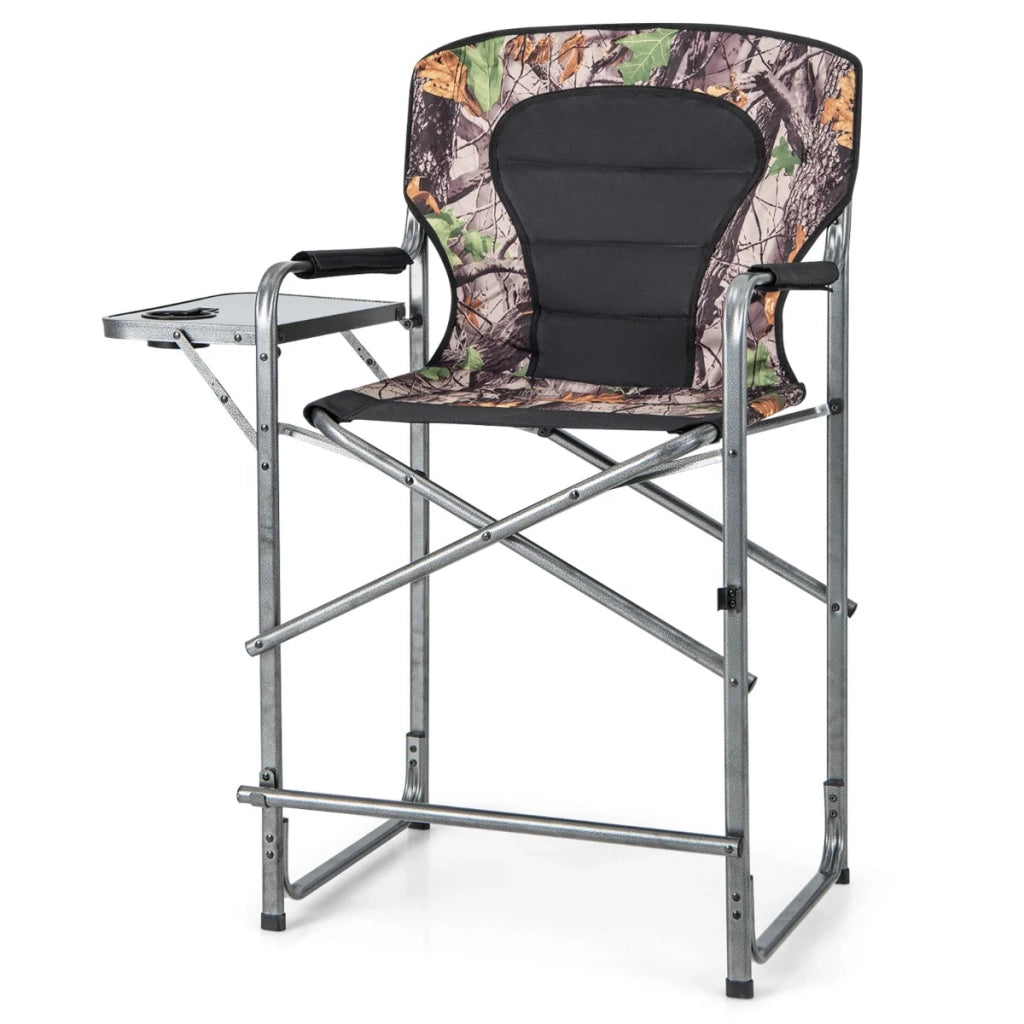 Sedia da campeggio pieghevole con tavolino laterale 62 x 56 x 110 cm comfort ergonomico design mimetico 20_0019364