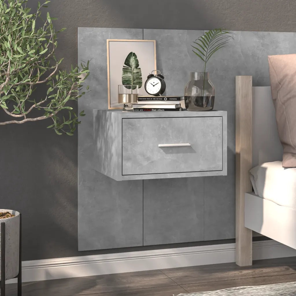 Set di 2 Comodini | Armadio da Notte | Mobiletto da notte a Muro Grigio Cemento