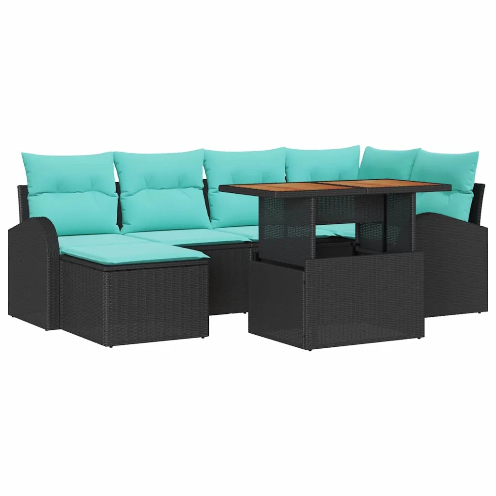 Set Divano da Giardino con archiviazione 7 pcs Nero Poly Rattan 3358349