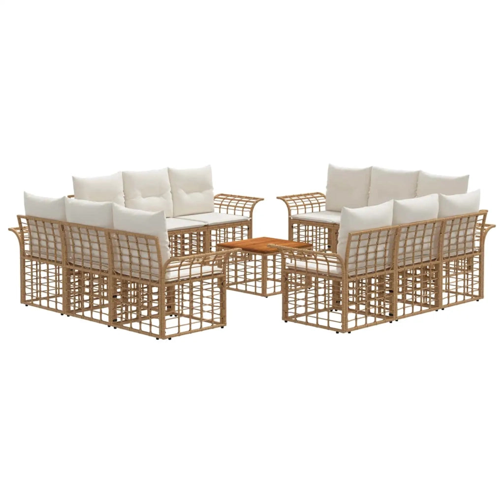Set di divani da esterno 13 pcs Naturale e Bianco Crema
