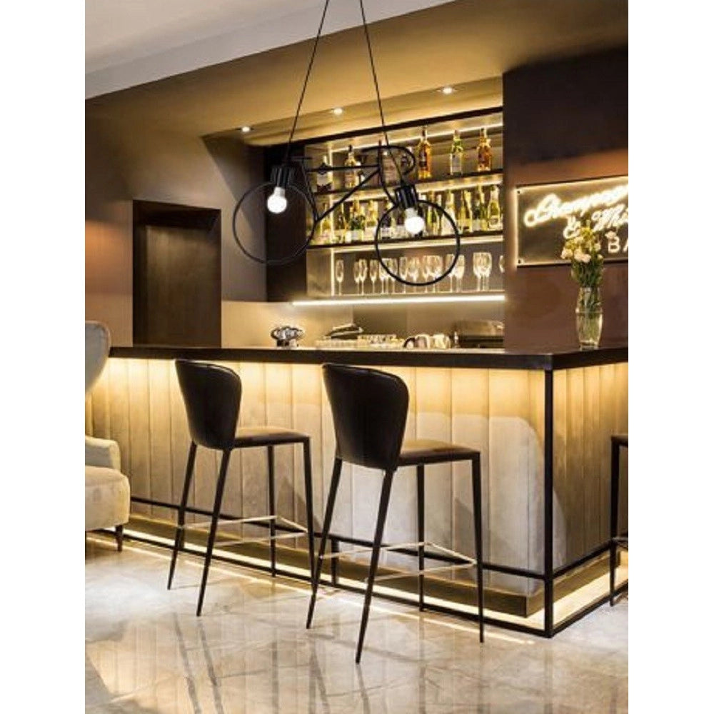 Trade Shop - Lampadario A Sospensione E27 Da Soffitto A Forma Di Bicicletta Lampada Bici A10 - Nero