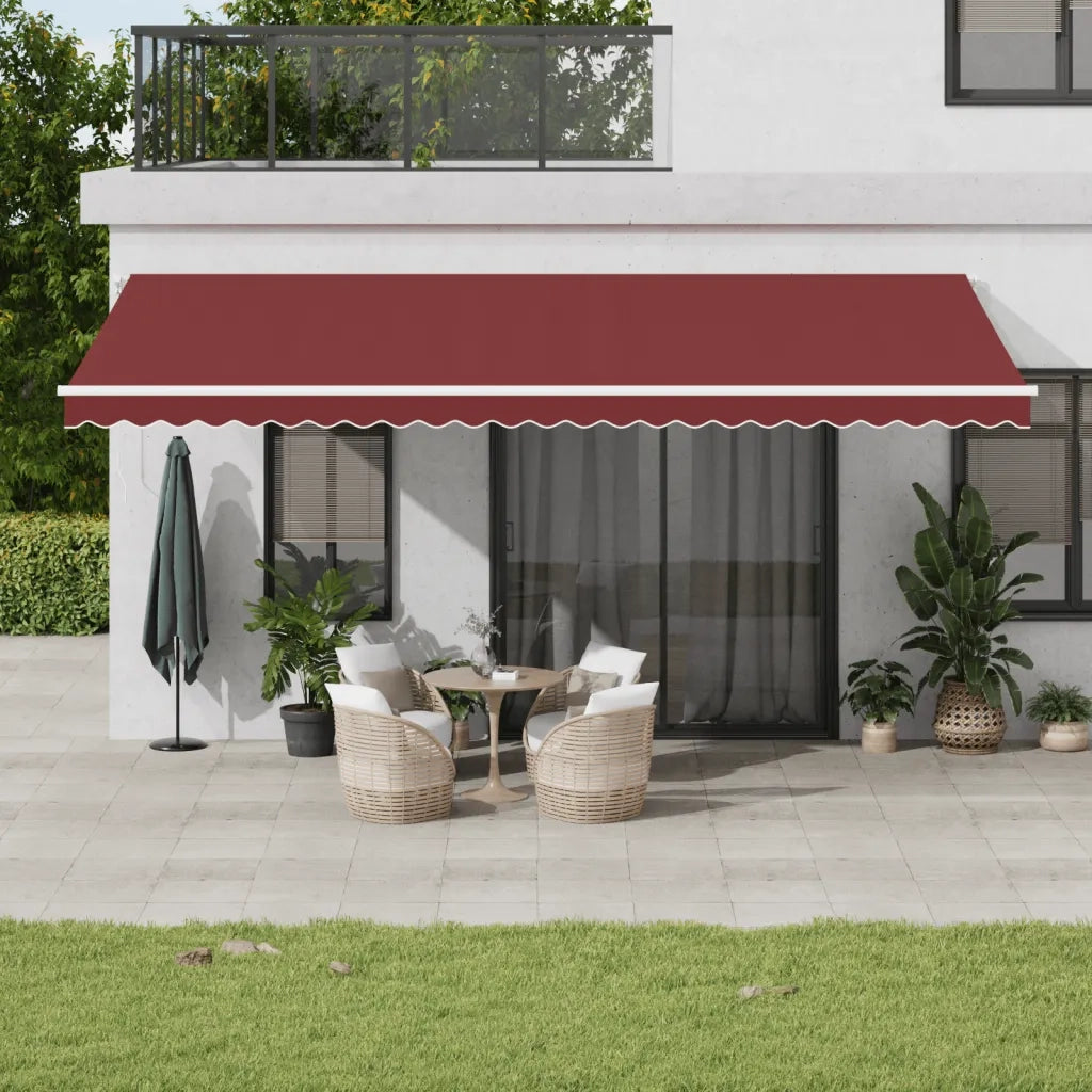 Tenda da Sole Retrattile Manuale con LED Bordò 600x350 cm 3214995