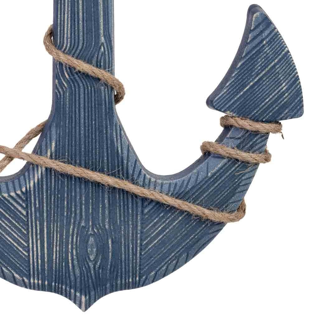 Decorazione a forma di ancora da appendere in legno blu 32x3x52h cm