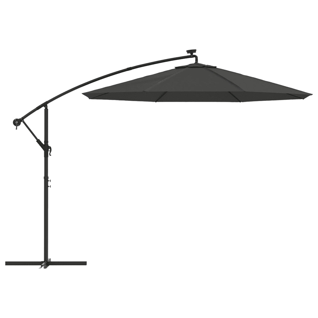 Ombrellone a Sbalzo con LED e Palo in Acciaio 300 cm Antracite 44521