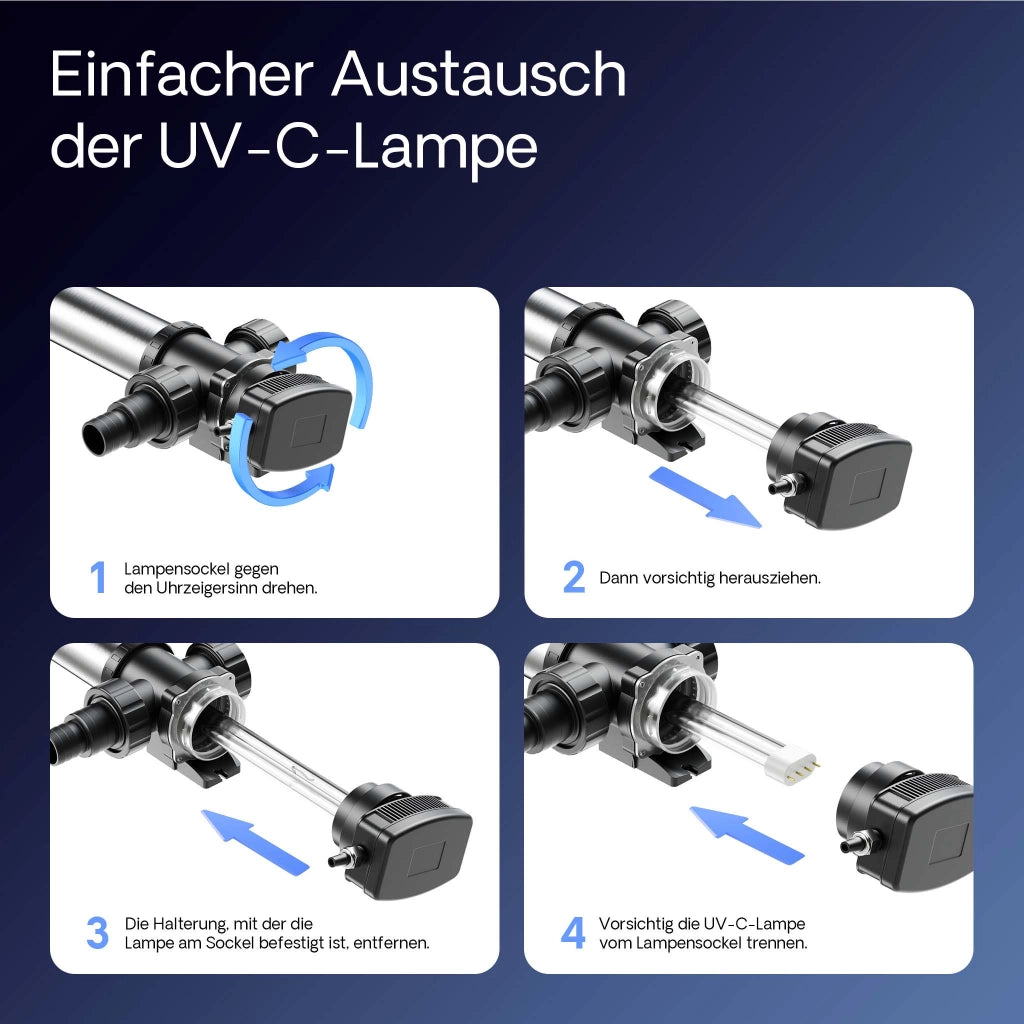 CUV-736 Chiarificatore UV per laghetto, acciaio inox, Sterilizzatore con lampada 36W
