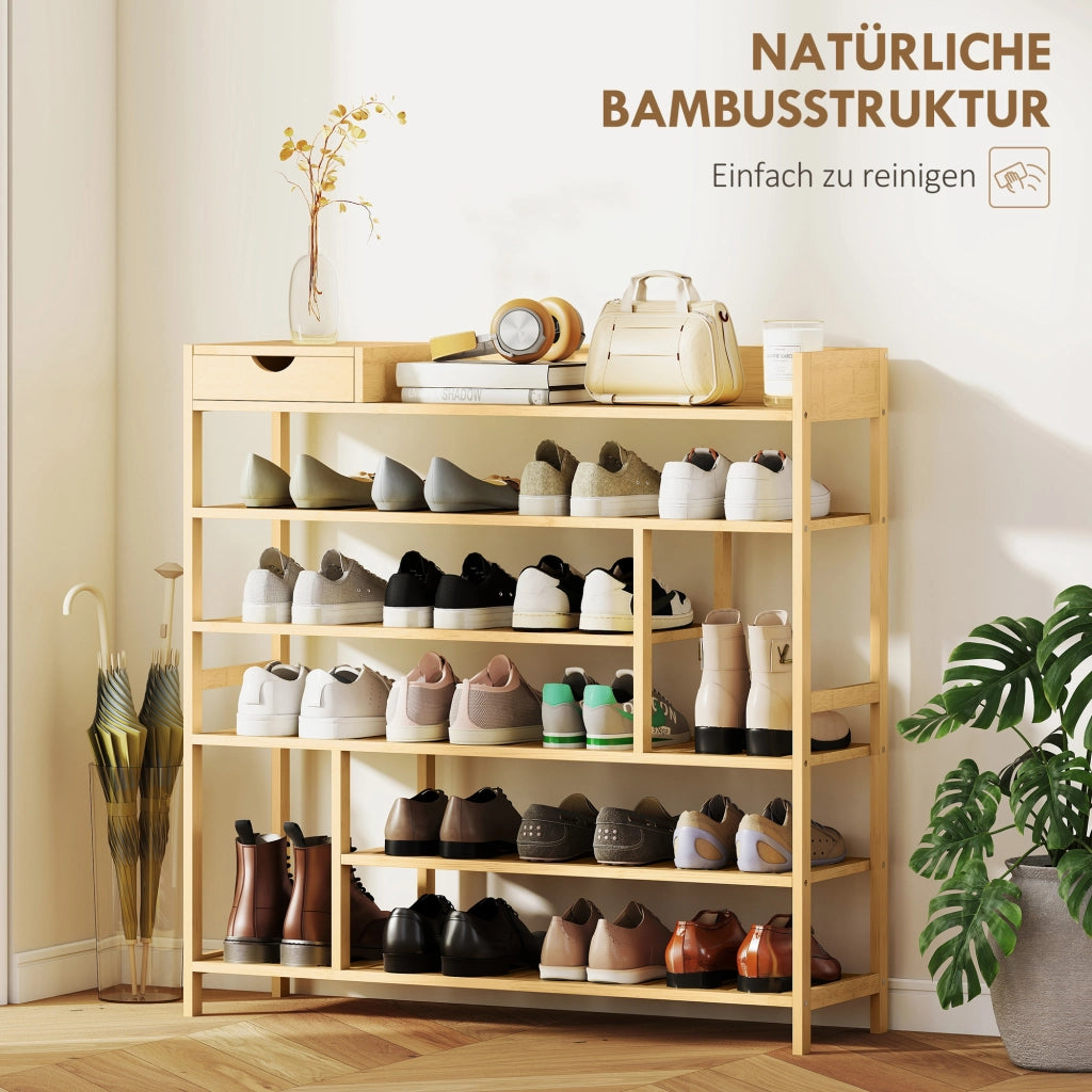 Cassa per scarpe in bamb¨´ con cassetti 6 livelli ¨C zephmum ¨C Bianco 60x40x138